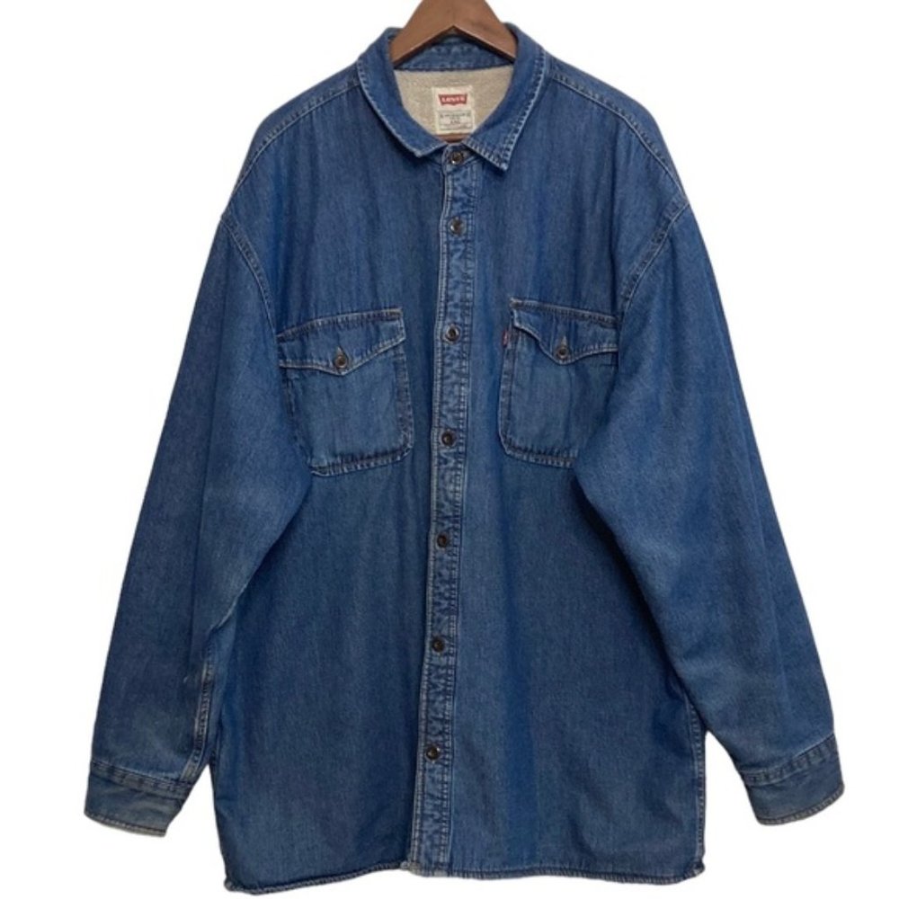 Levi’s Blue Denim Sherpa Fleece Lined Shirt Jacket